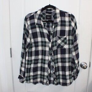 Rails Hunter Plaid Button Down Long Sleeve Shirt Size XS Dark Green Navy
